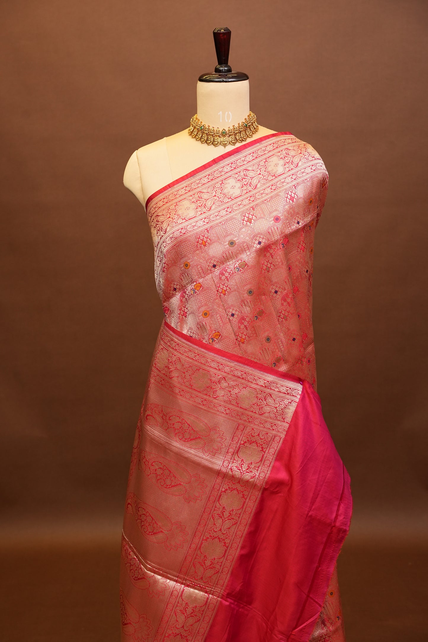 Pure Handloom Silk Katan Banaras Saree-Red|Silk Mark Certified