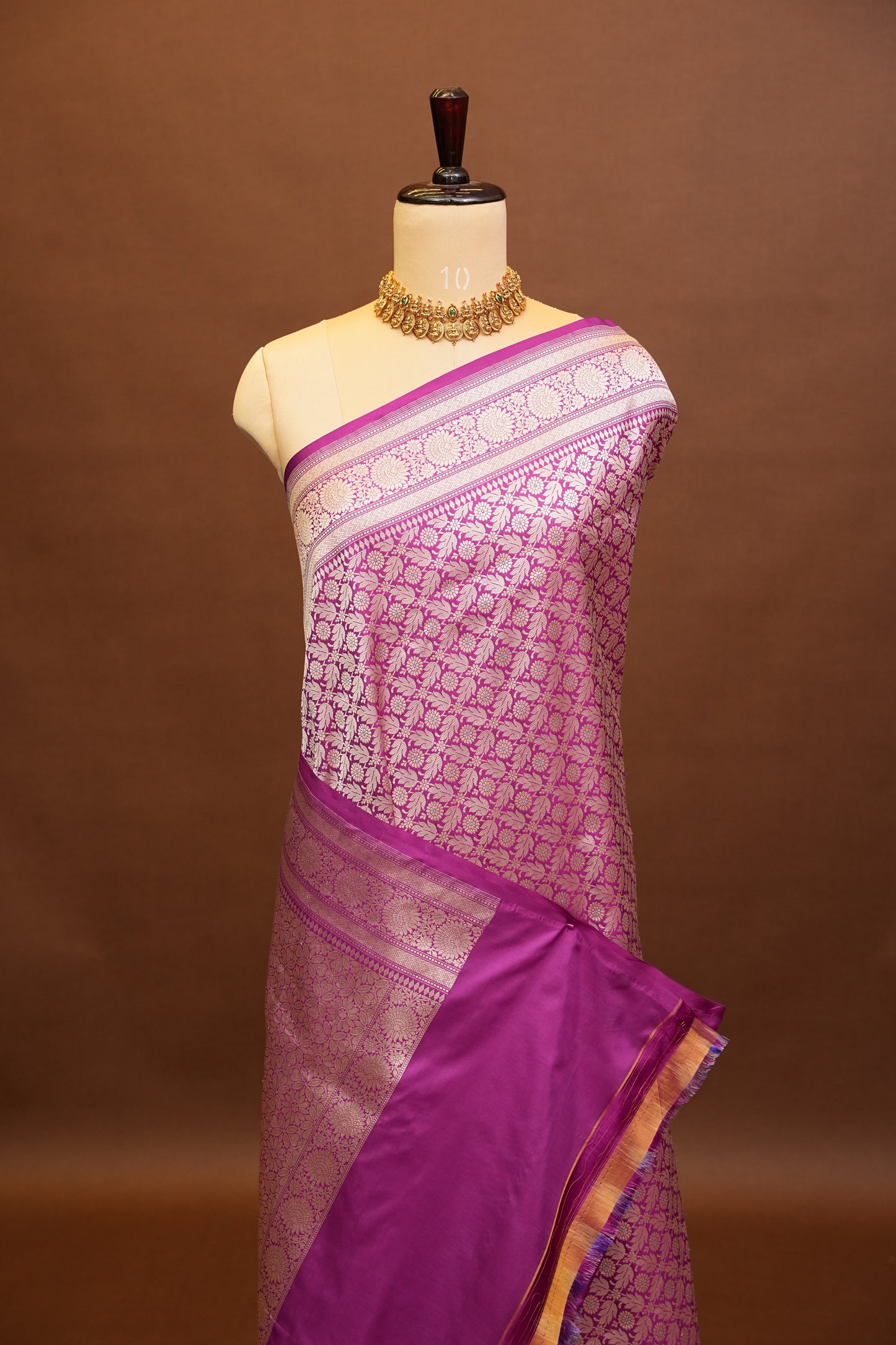 Pure Handloom Silk Katan Banaras Saree-Magenta|Silk Mark Certified