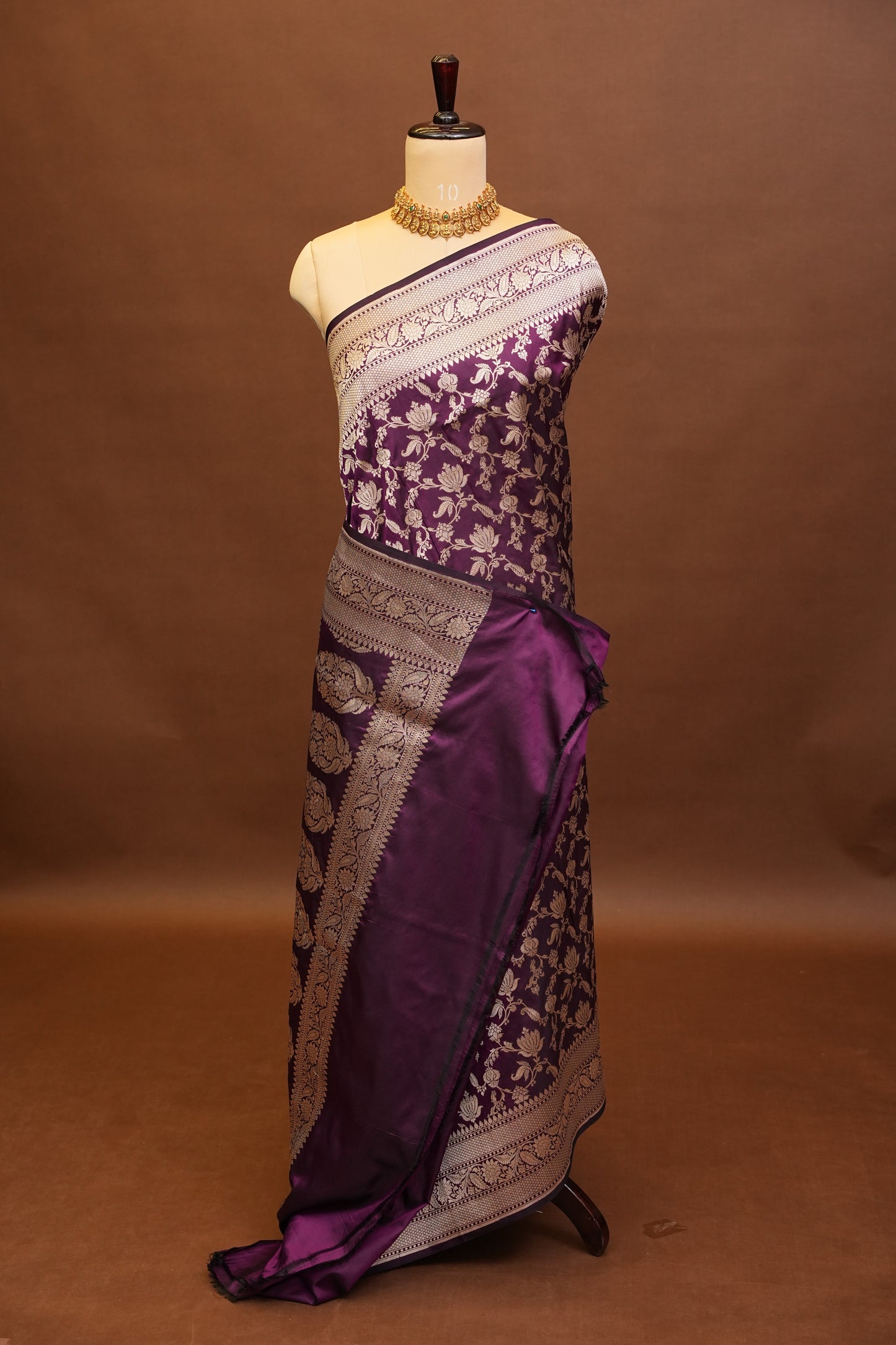 Pure Handloom Silk Katan Banaras Saree-Wine|Silk Mark Certified