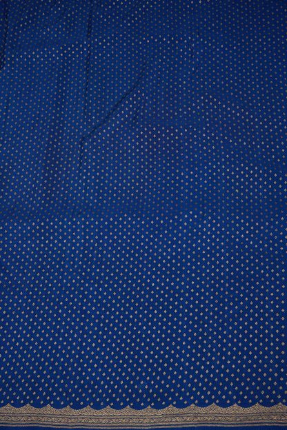 Royal Blue Pure Khaddi Georgette Crepe Banarasi Silk Saree