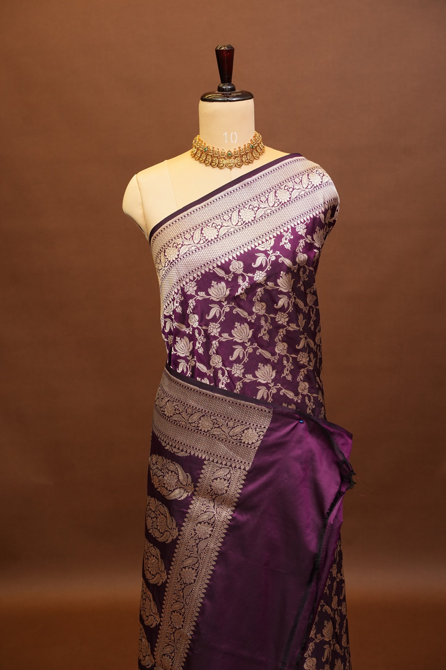 Pure Handloom Silk Katan Banaras Saree-Wine|Silk Mark Certified