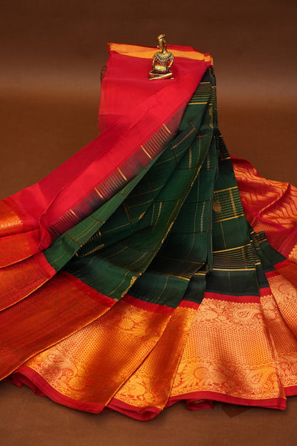 Pure Kuppadam Saree - Bottle Green