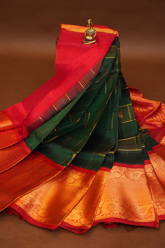 Pure Kuppadam Saree - Bottle Green