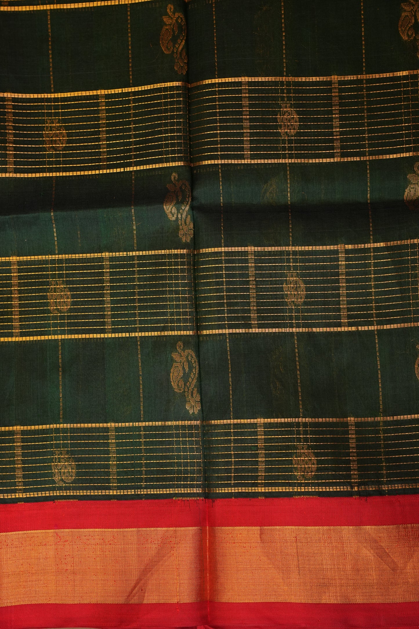Pure Kuppadam Saree - Bottle Green