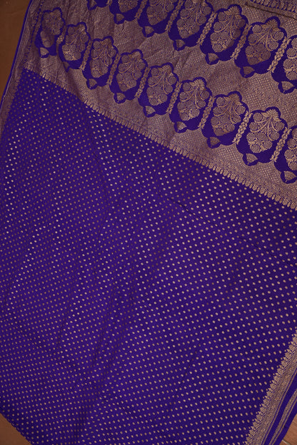 Pure Banarasi Georgette Saree – Royal Purple with Floral Jaal Pallu