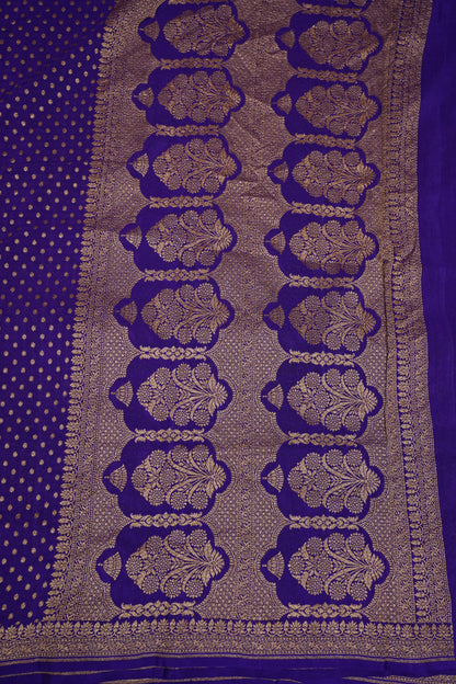 Pure Banarasi Georgette Saree – Royal Purple with Floral Jaal Pallu