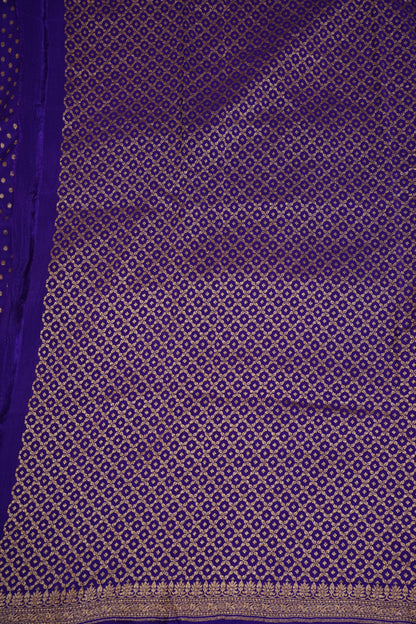 Pure Banarasi Georgette Saree – Royal Purple with Floral Jaal Pallu