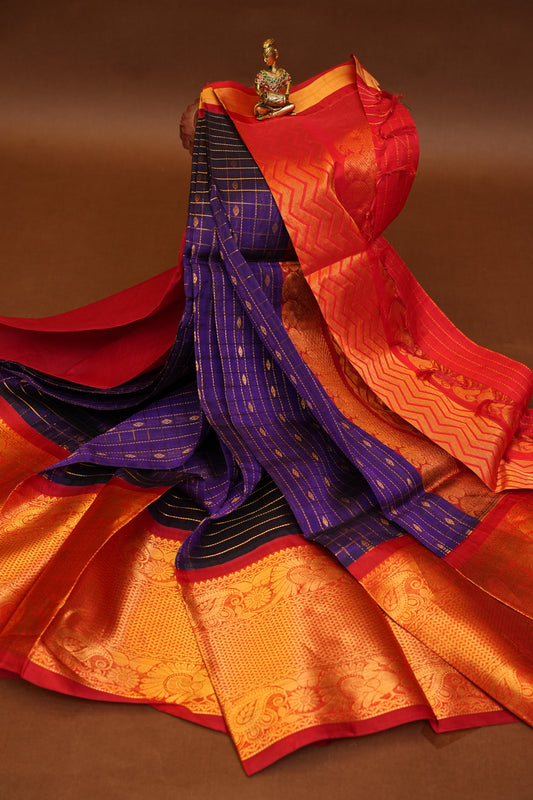 Pure Kuppadam Saree - Deep Purple