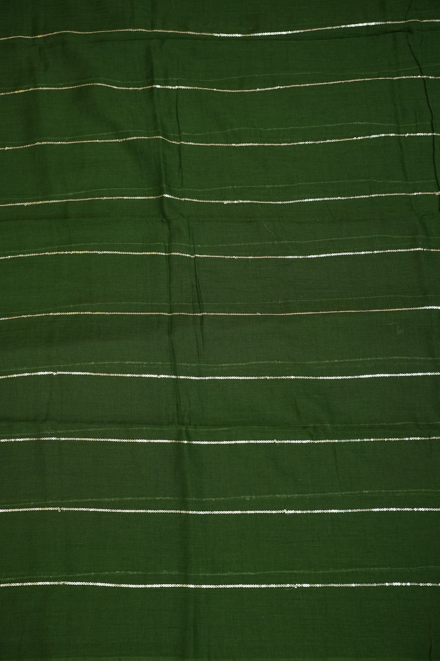 Mulmul Cotton Saree with Tassels - Bottle Green