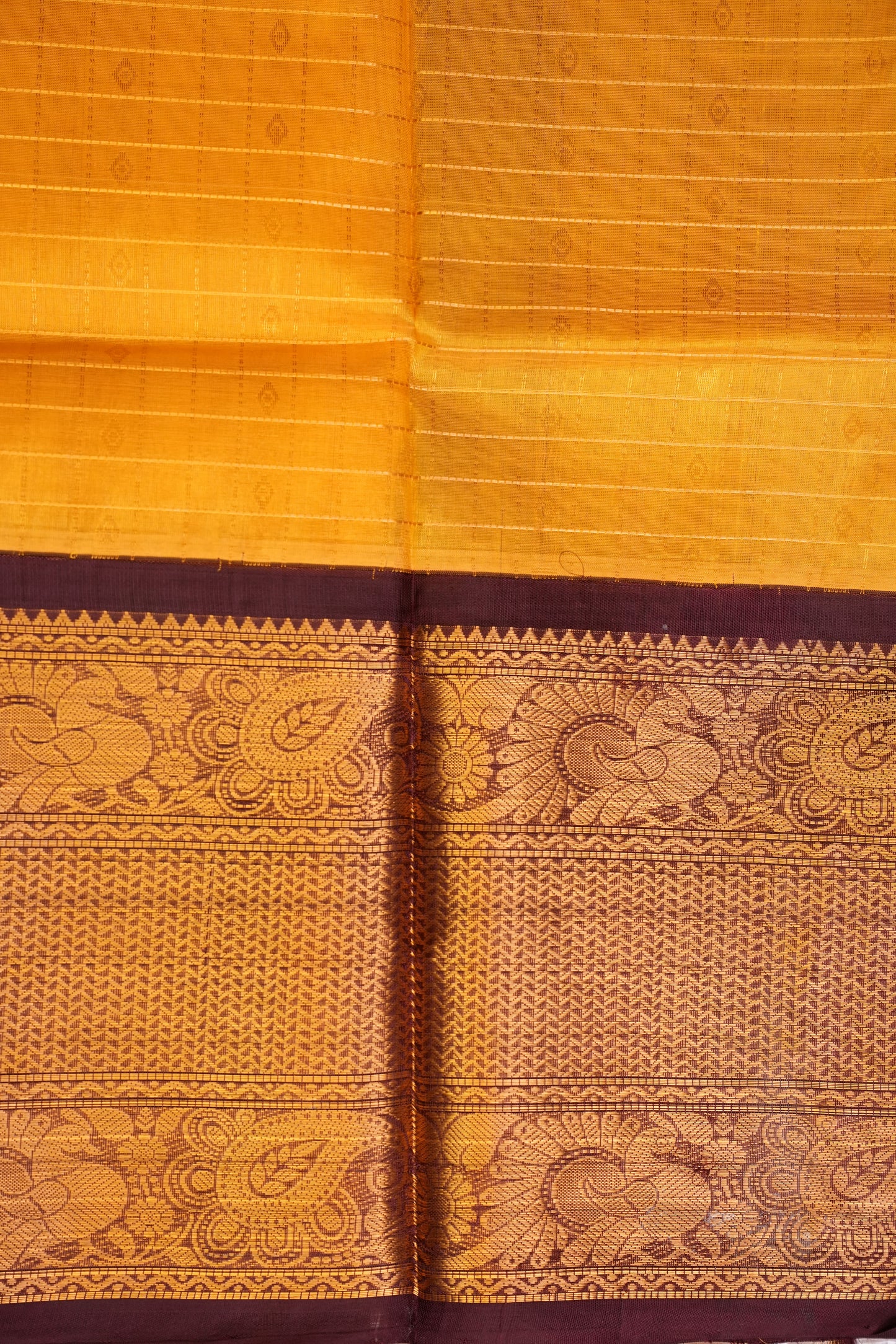 Pure Kuppadam Saree - Gold Beige with Coffee