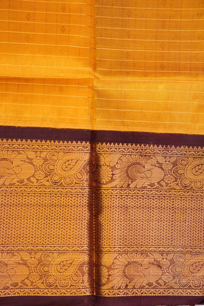 Pure Kuppadam Saree - Gold Beige with Coffee