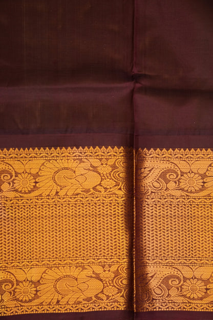 Pure Kuppadam Saree - Gold Beige with Coffee
