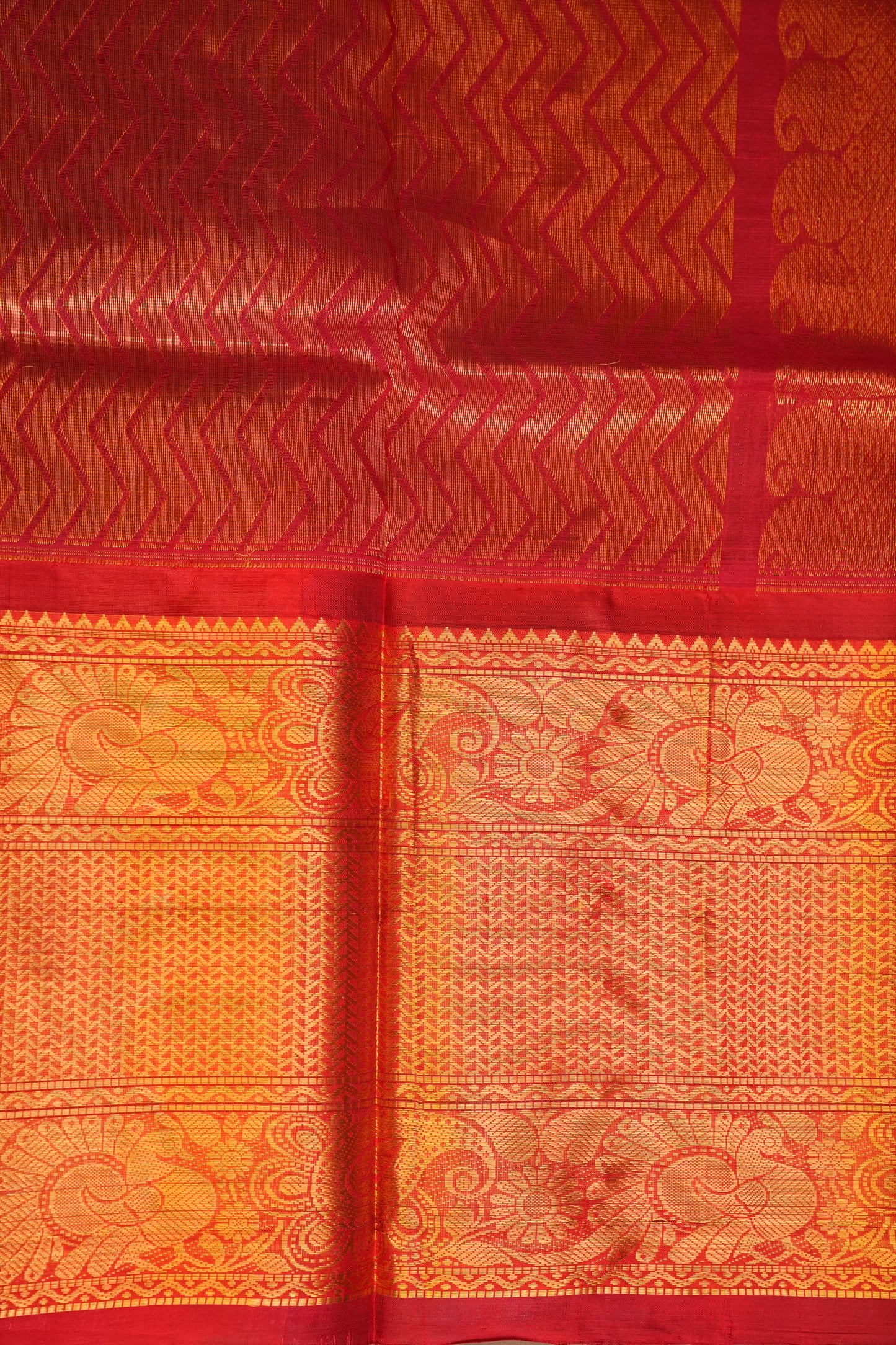 Pure Kuppadam Saree - Teal Blue & Red