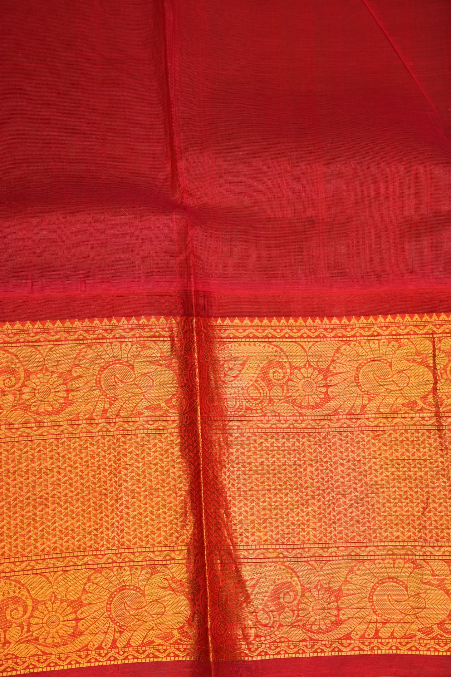 Pure Kuppadam Saree - Teal Blue & Red