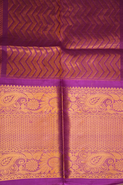 Pure Kuppadam Saree - Light Orange with Purple