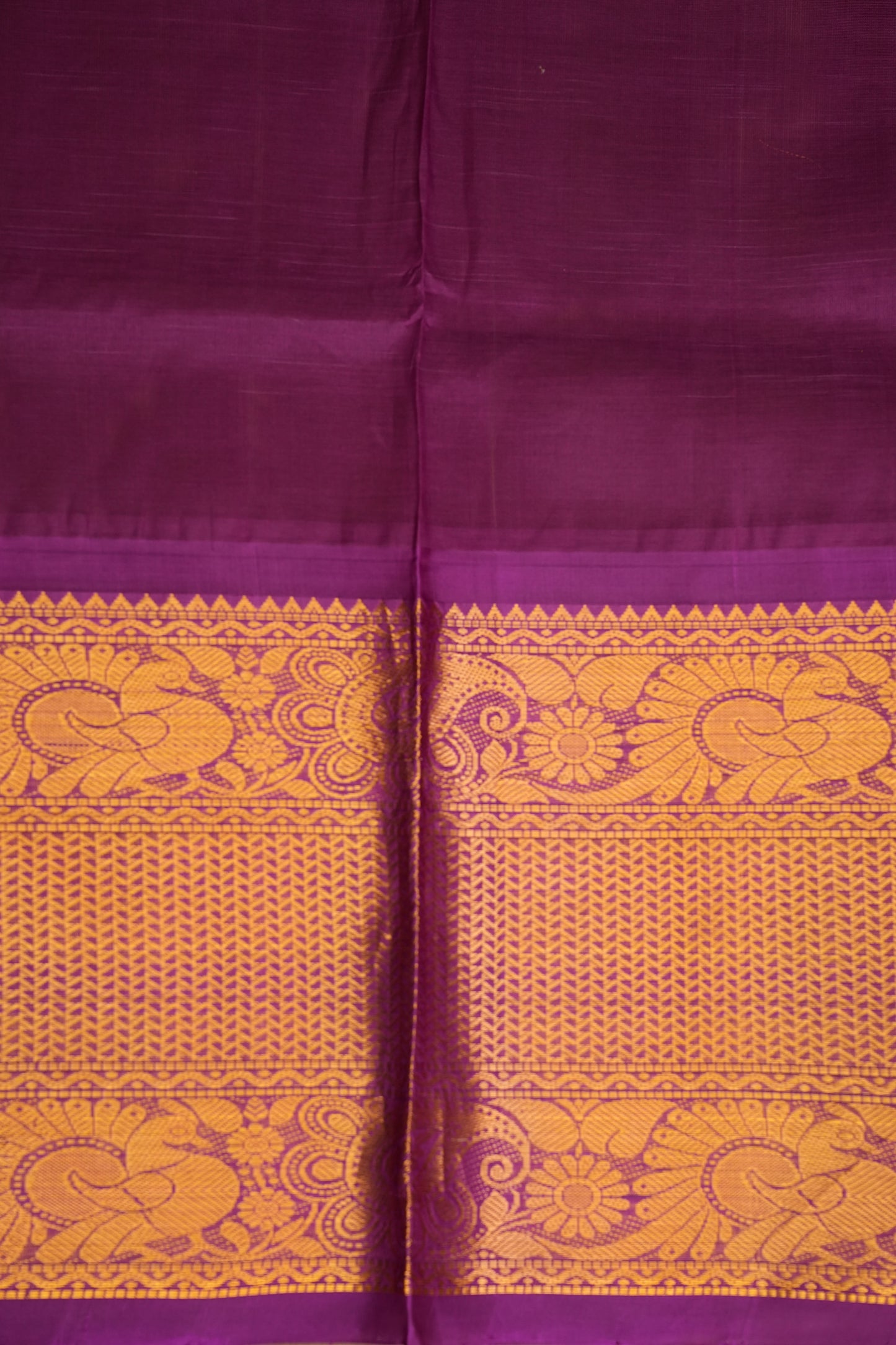Pure Kuppadam Saree - Light Orange with Purple