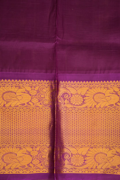 Pure Kuppadam Saree - Light Orange with Purple