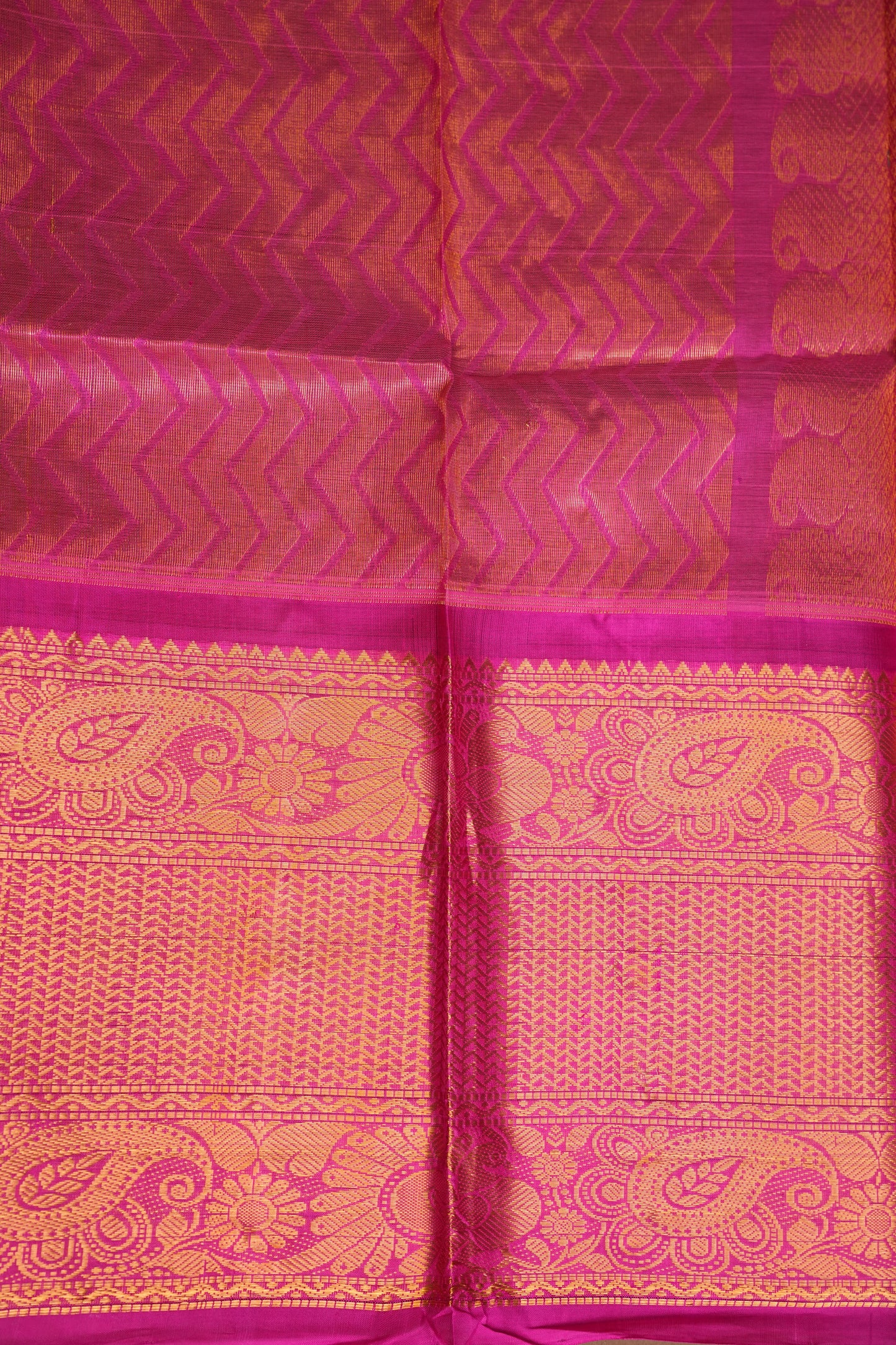 Pure Kuppadam Saree - Light Orange with Pink