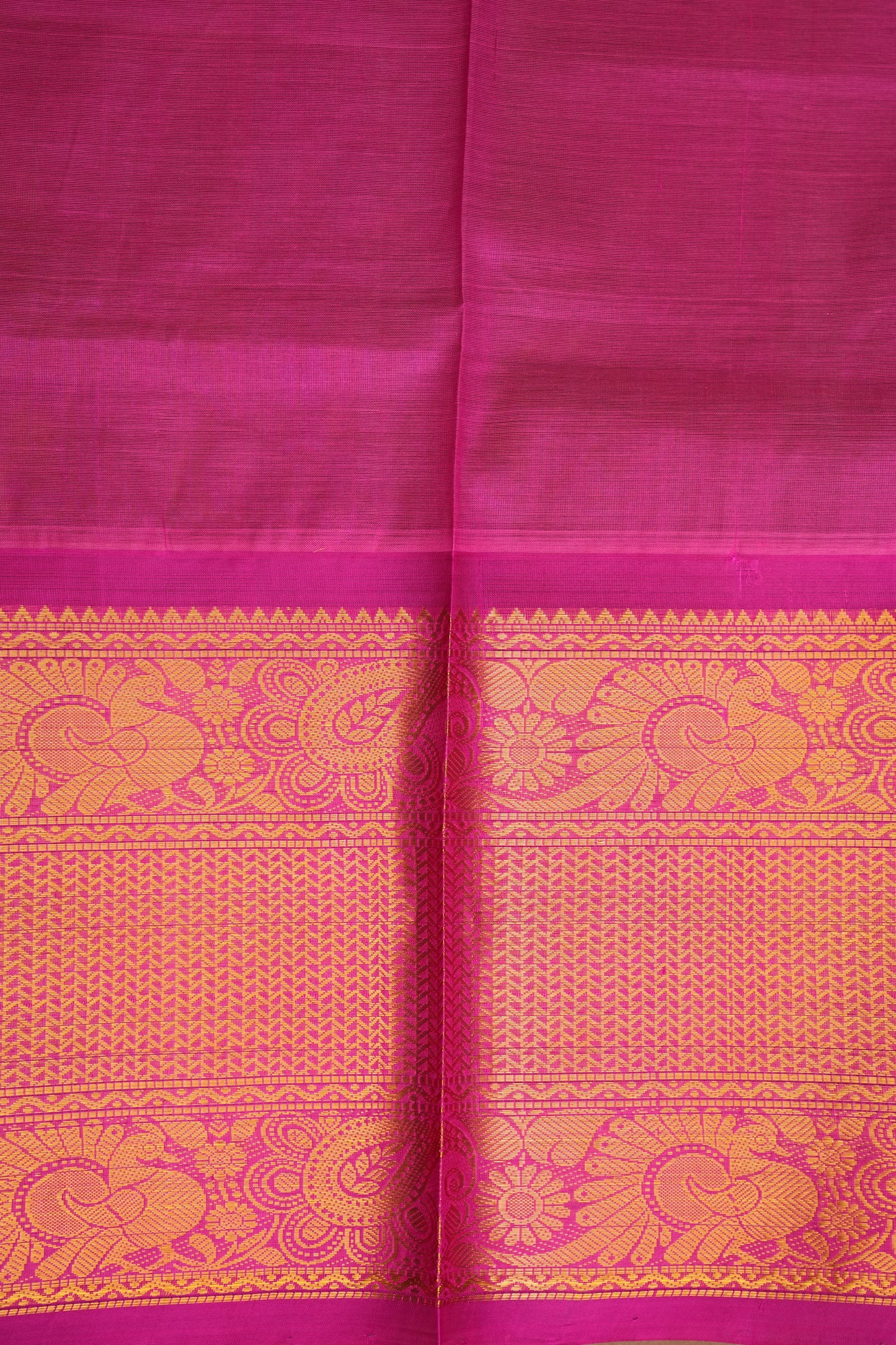 Pure Kuppadam Saree - Light Orange with Pink