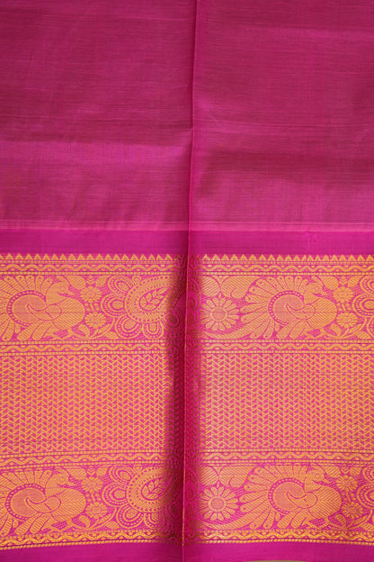 Pure Kuppadam Saree - Light Orange with Pink