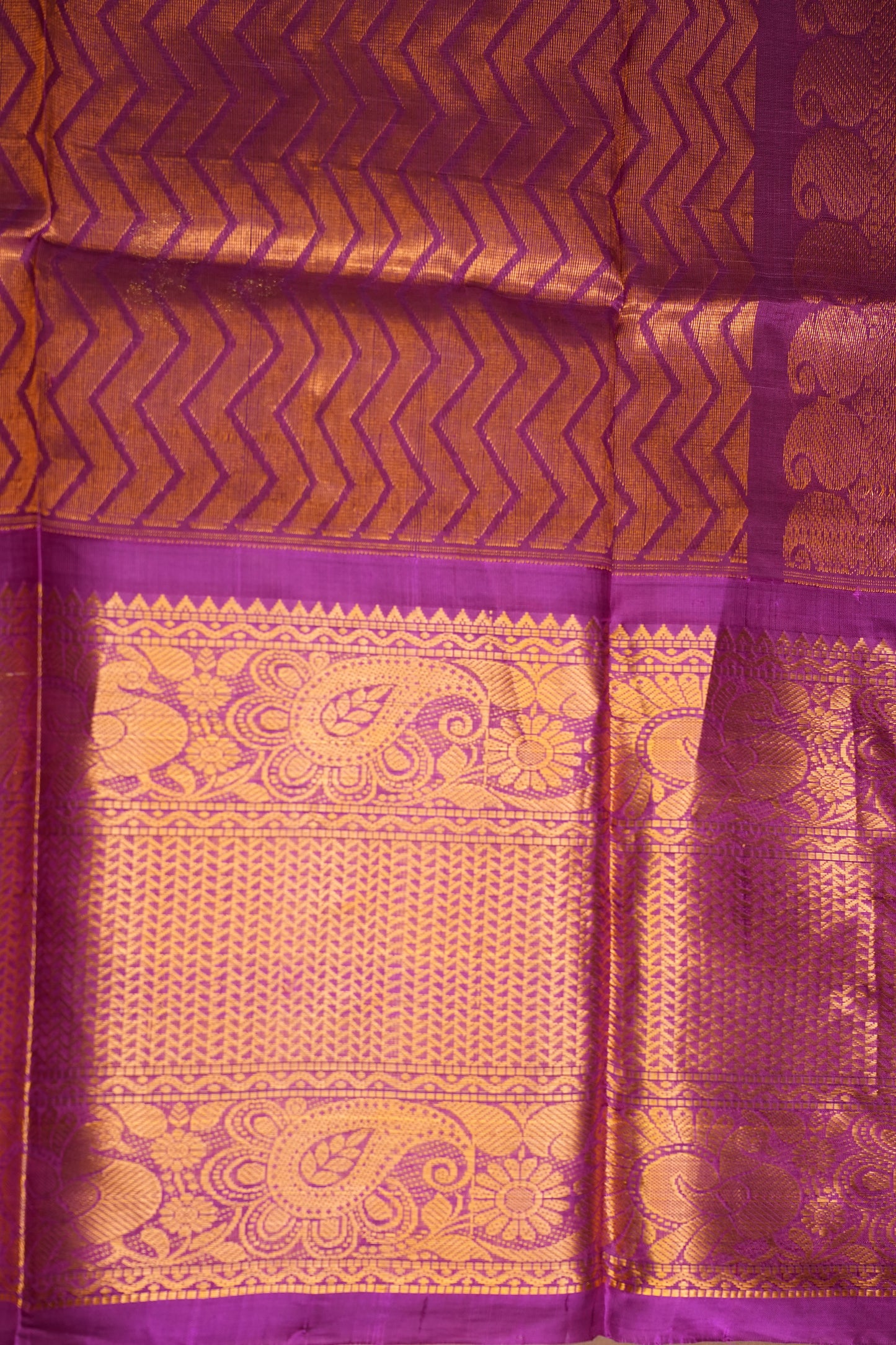 Pure Kuppadam Saree - Yellow & Purple