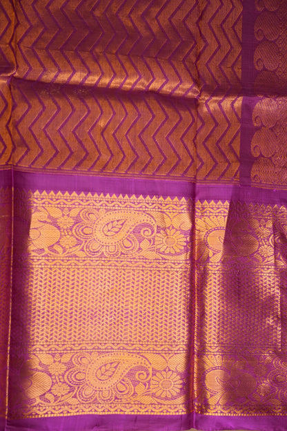 Pure Kuppadam Saree - Yellow & Purple
