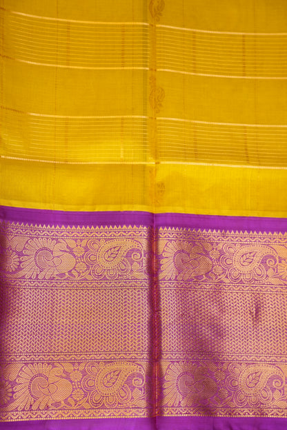 Pure Kuppadam Saree - Yellow & Purple