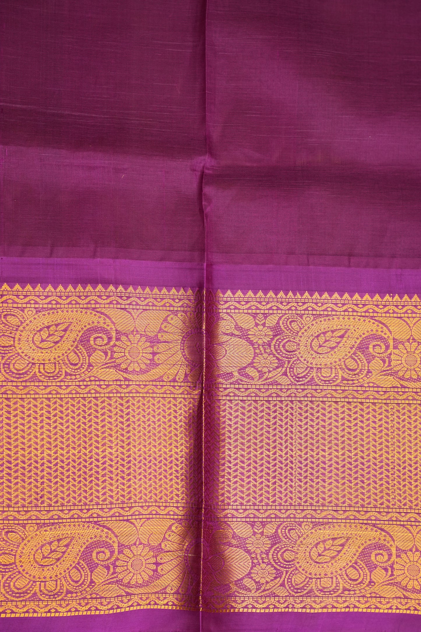 Pure Kuppadam Saree - Yellow & Purple