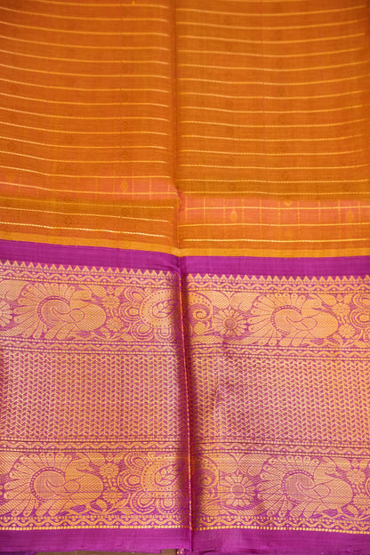 Pure Kuppadam Saree - Light Orange & Pink