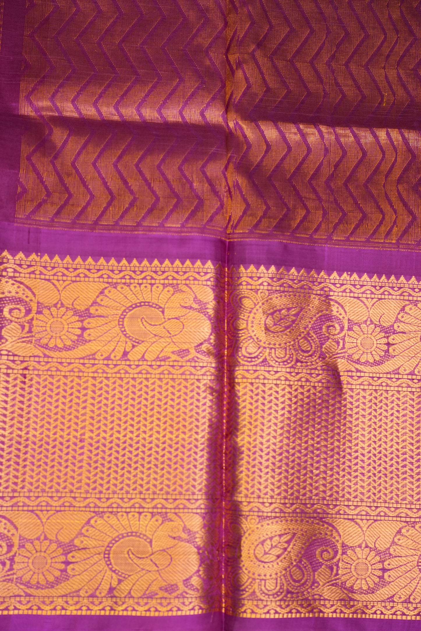 Pure Kuppadam Saree - Light Orange with Purple
