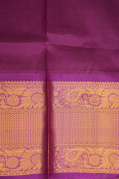 Pure Kuppadam Saree - Light Orange with Purple