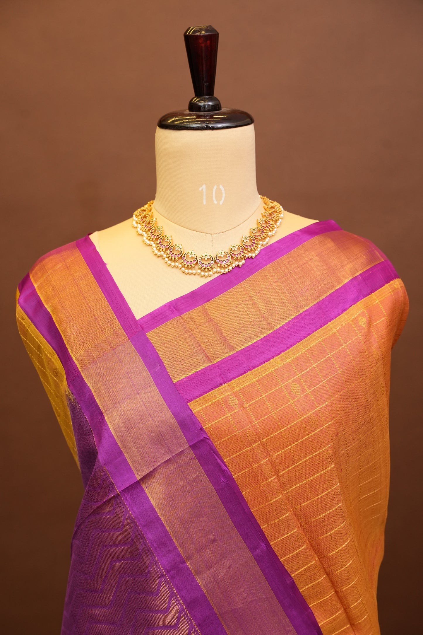 Pure Kuppadam Saree - Light Orange & Pink