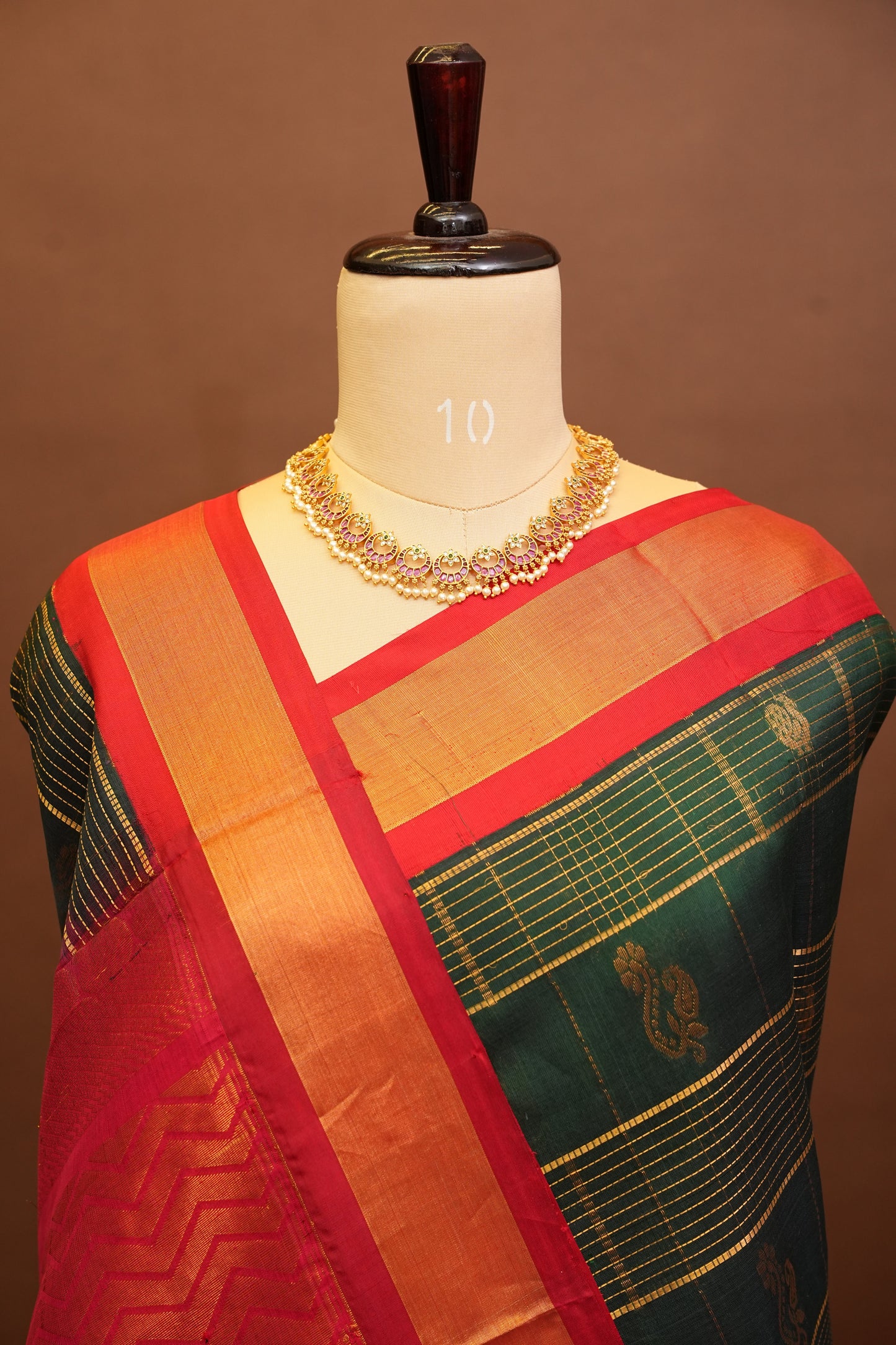 Pure Kuppadam Saree - Bottle Green
