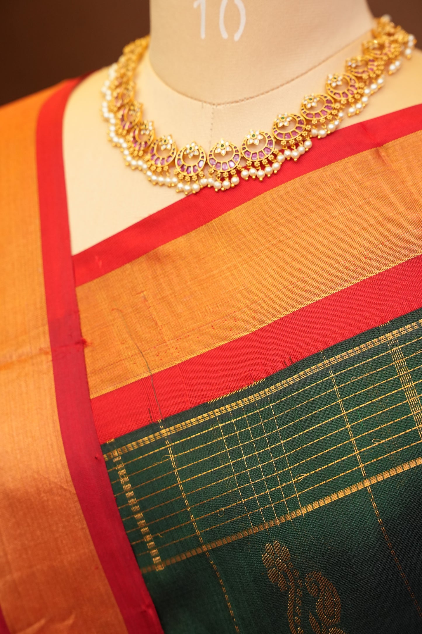 Pure Kuppadam Saree - Bottle Green