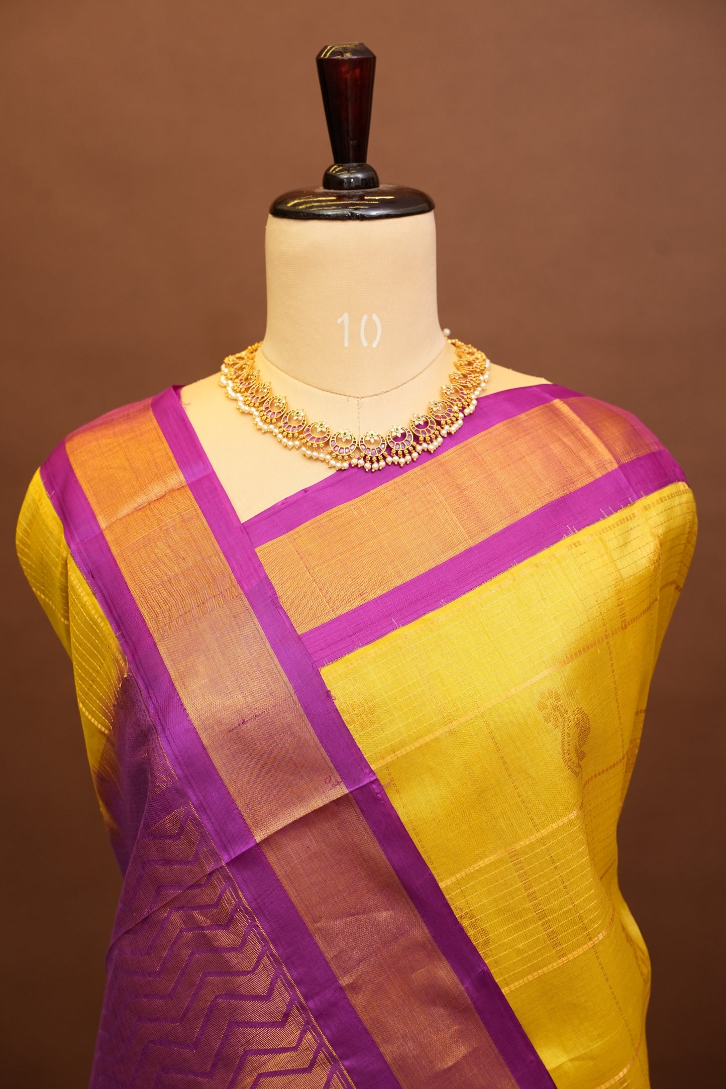 Pure Kuppadam Saree - Yellow & Purple