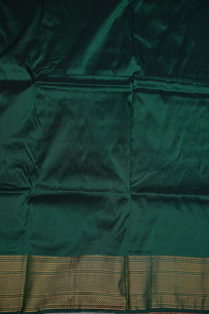 Semi Silk 9-Yard Saree with Paithani Pallu & Gatti Border – Bottle Green