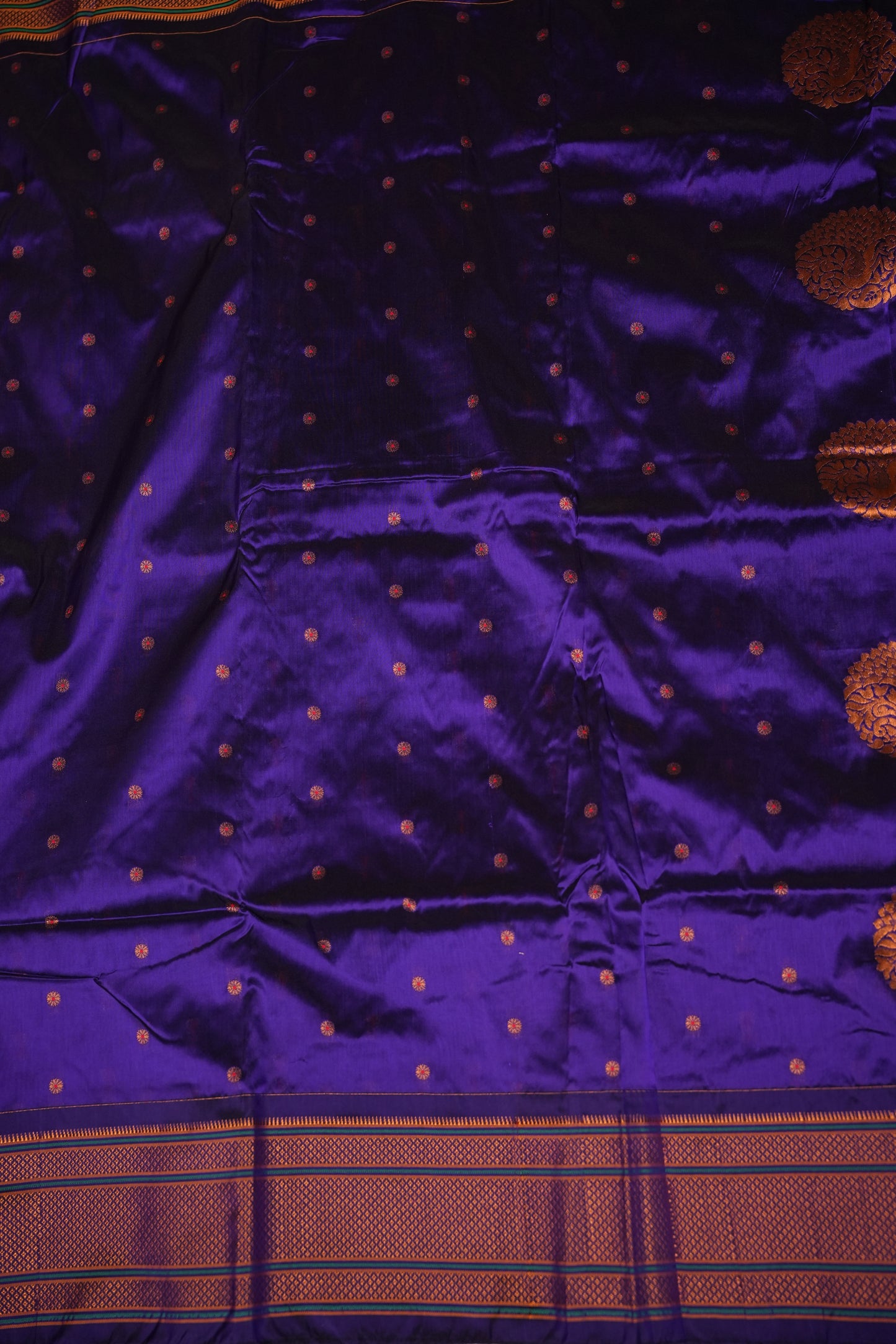 Semi Silk 9-Yard Saree with Meenakari Paithani Pallu & Gatti Border – Royal Purple