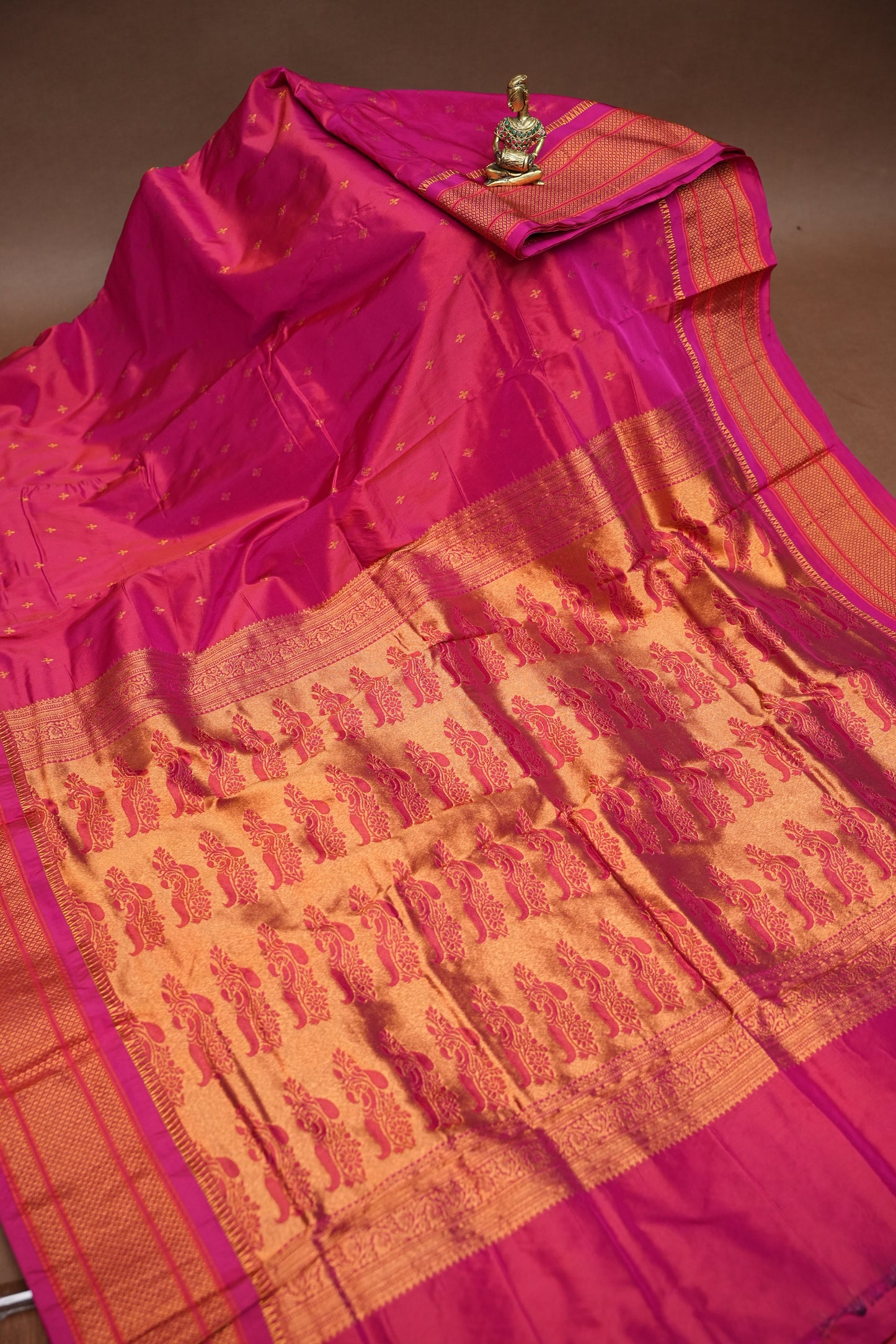 Semi Silk 9-Yard Saree with Paithani Pallu & Gatti Border – Pink