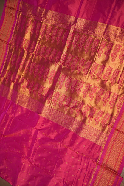 Semi Silk 9-Yard Saree with Paithani Pallu & Gatti Border – Pink