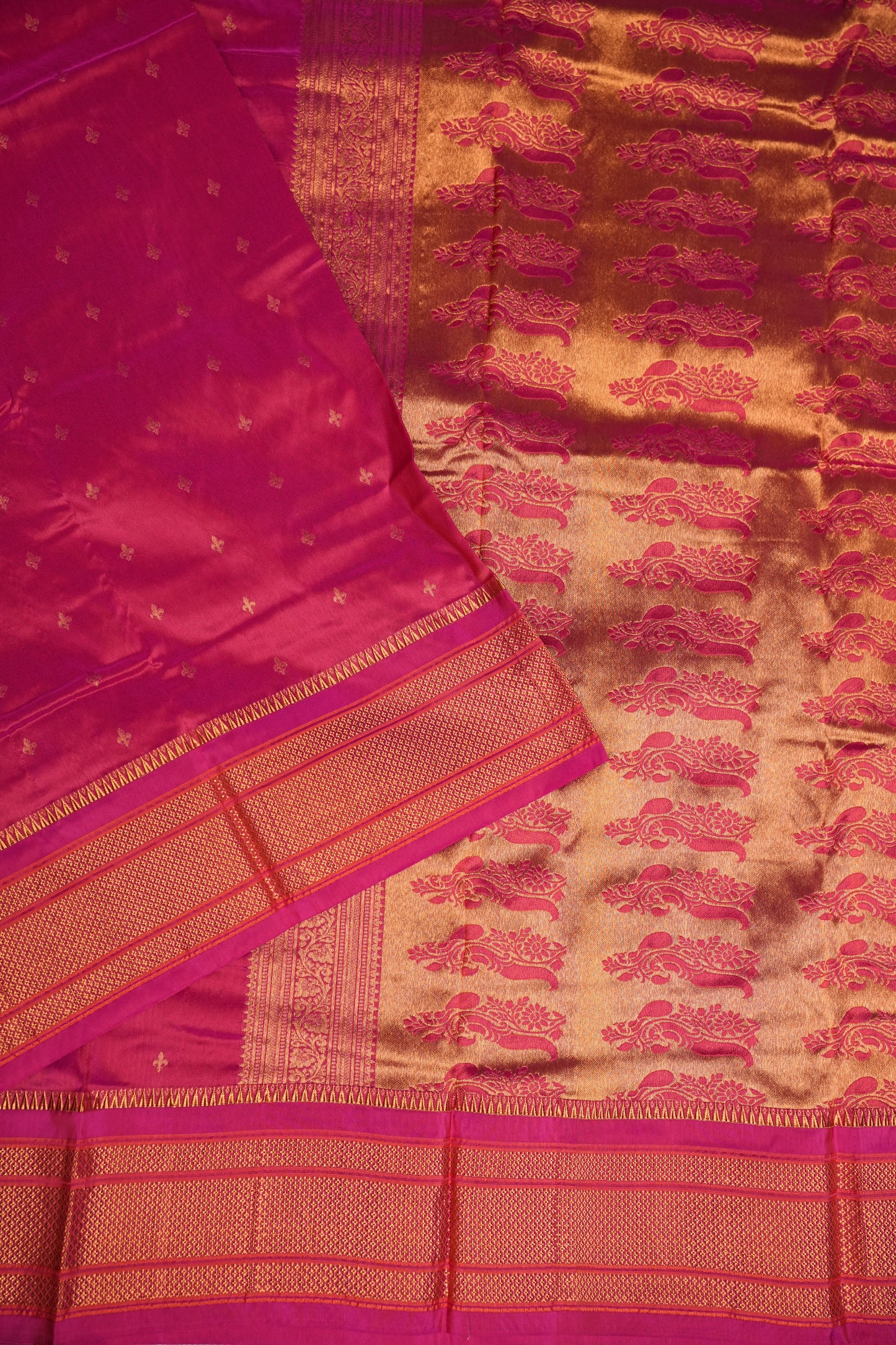 Semi Silk 9-Yard Saree with Paithani Pallu & Gatti Border – Pink