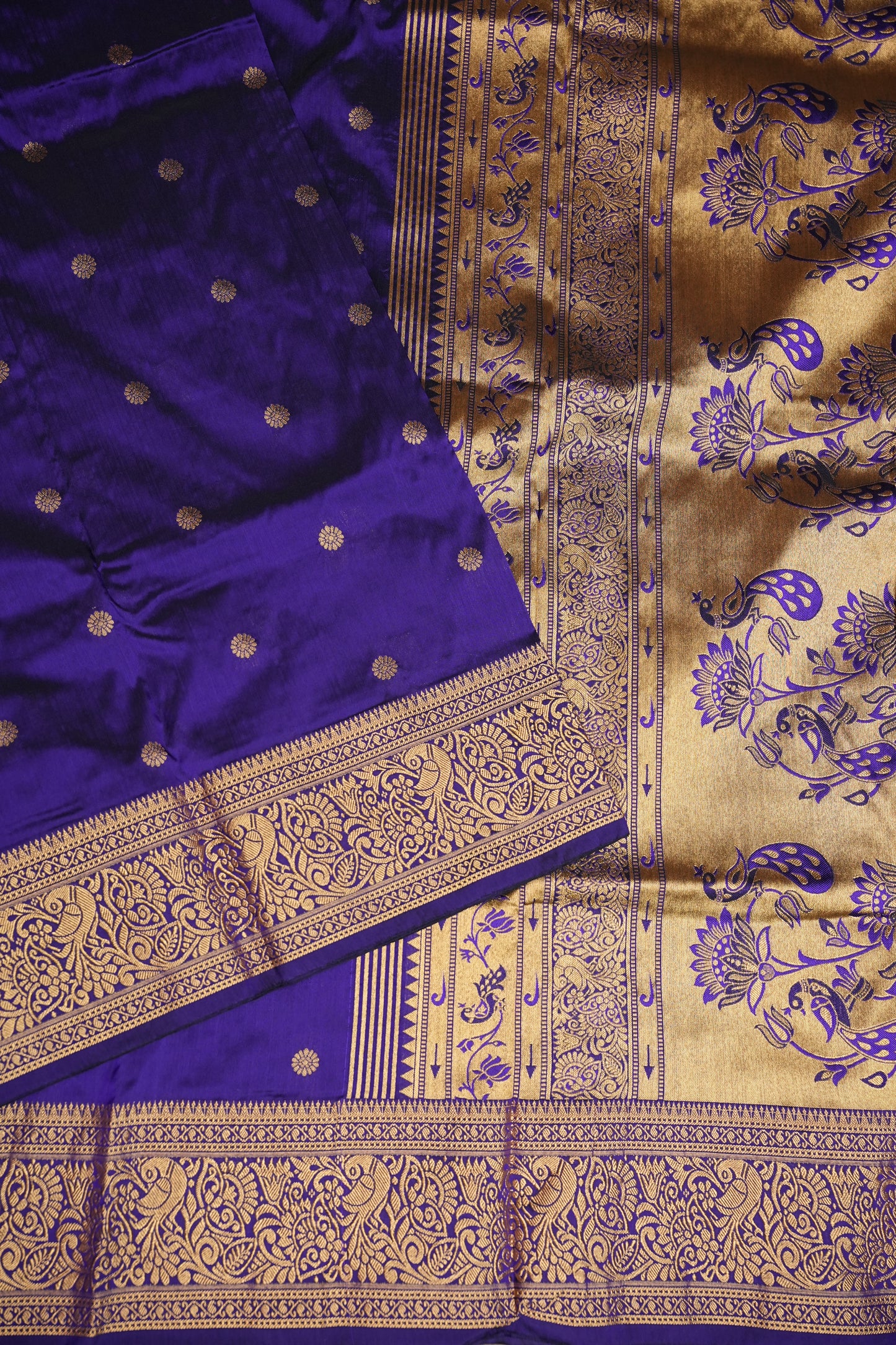 Semi Silk 9-Yard Saree with Paithani Pallu & Gatti Border – Purple