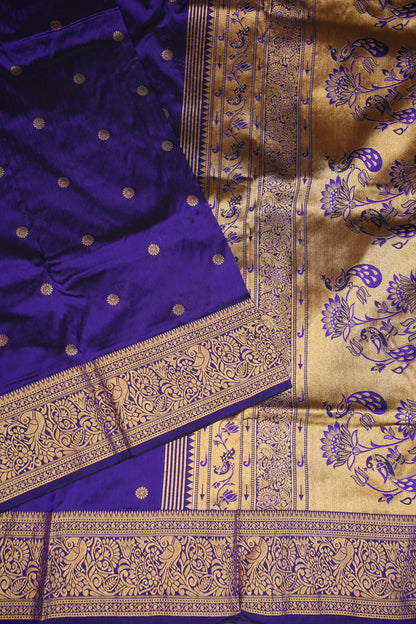 Semi Silk 9-Yard Saree with Paithani Pallu & Gatti Border – Purple