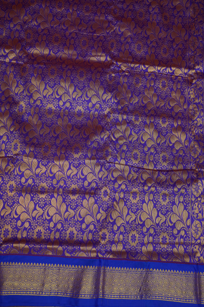 Semi Silk 9-Yard Saree with Grand Pallu & Gatti Border – Red & Blue