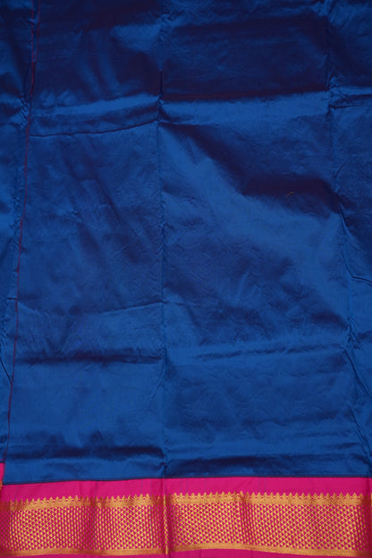 Semi Silk 9-Yard Saree with Grand Pallu & Gatti Border – Blue & Pink
