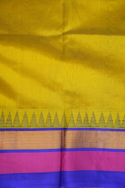 Pure Kuppadam Korvai Pattu Saree-Parrot Green and Royal Blue