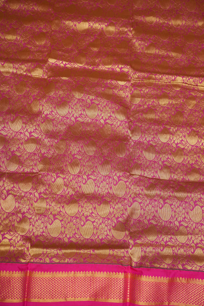 Semi Silk 9-Yard Saree with Grand Pallu & Gatti Border – Rama Green & Pink
