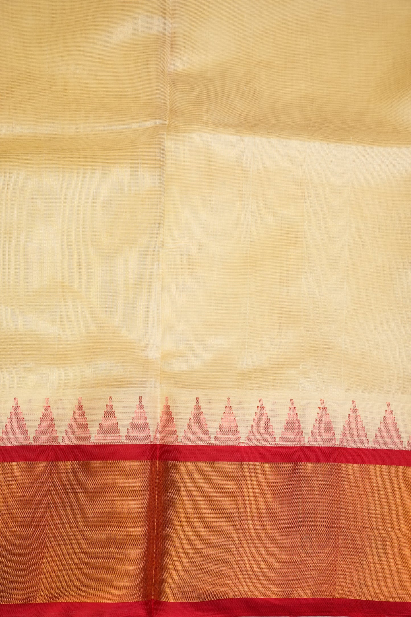 Pure Kuppadam Korvai Pattu Saree-Ivory & Red