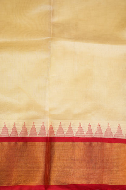 Pure Kuppadam Korvai Pattu Saree-Ivory & Red
