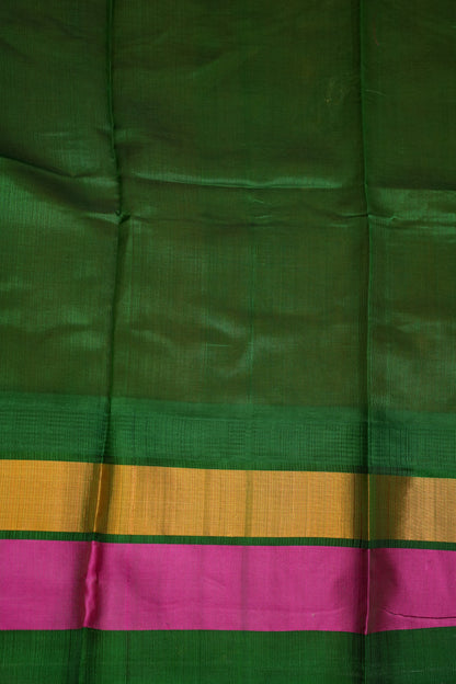 Pure Kuppadam Korvai Pattu Saree-Orange & Green