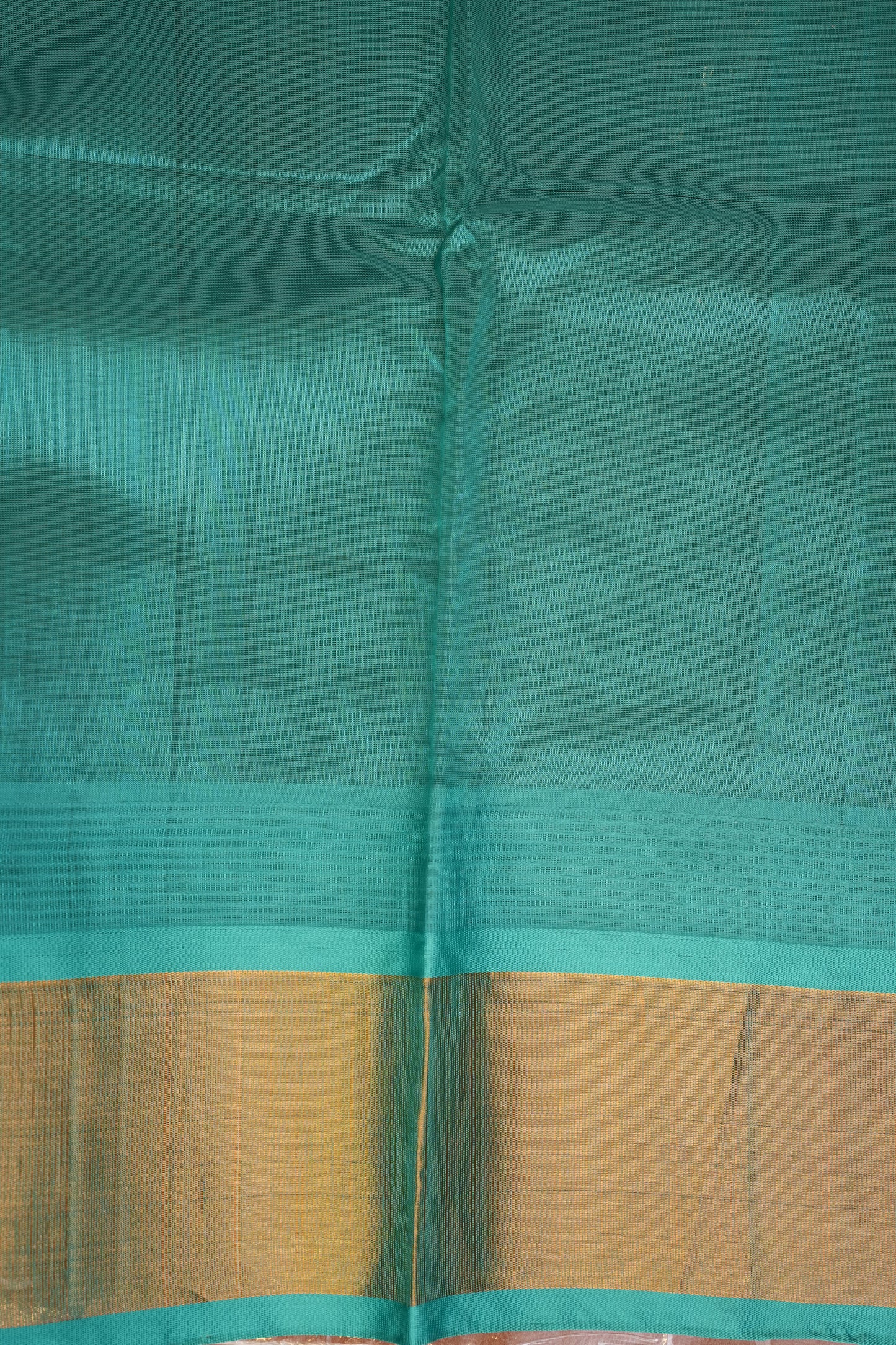 Pure Kuppadam Korvai Pattu Saree-Ivory & Turquoise Green